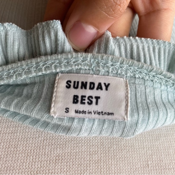 Aritzia Sunday Best Anne-Marie Ruffled Mini Dress Sea Spray Blue Green Sz S - Picture 6 of 8